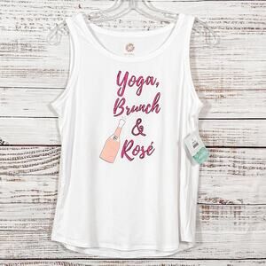 NEW with tags, Brisas Yoga, Brunch, & Rose Pink and White Workout Tee, Small